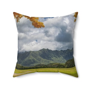 Mountain Landscape Pillow: Spun Polyester Square Throw Pillow