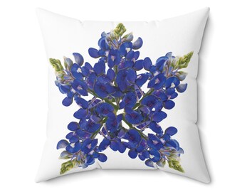 Texas Bluebonnet Star Spun Polyester Square Pillow