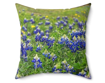 Texas Bluebonnets Spun Polyester Square Pillow