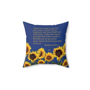 Inspirational Sunflower Pillow | Matthew 5:15 & 16 | Home Décor, Gift for Friends, Motivational Quote Pillow, Faith-Based Decoration,