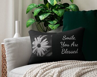 Smile you are blessed Daisy Spun Polyester Lumbar Pillow