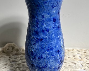 Cerulean Harmony: A Handcrafted Tale in Blue and White Hand Painted Glass Vase