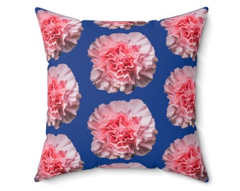 Blushing Pink Carnation Spun Polyester Square Pillow
