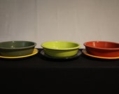 3 Fiesta Ware Bowls 3 Fiesta Ware Dessert Plates