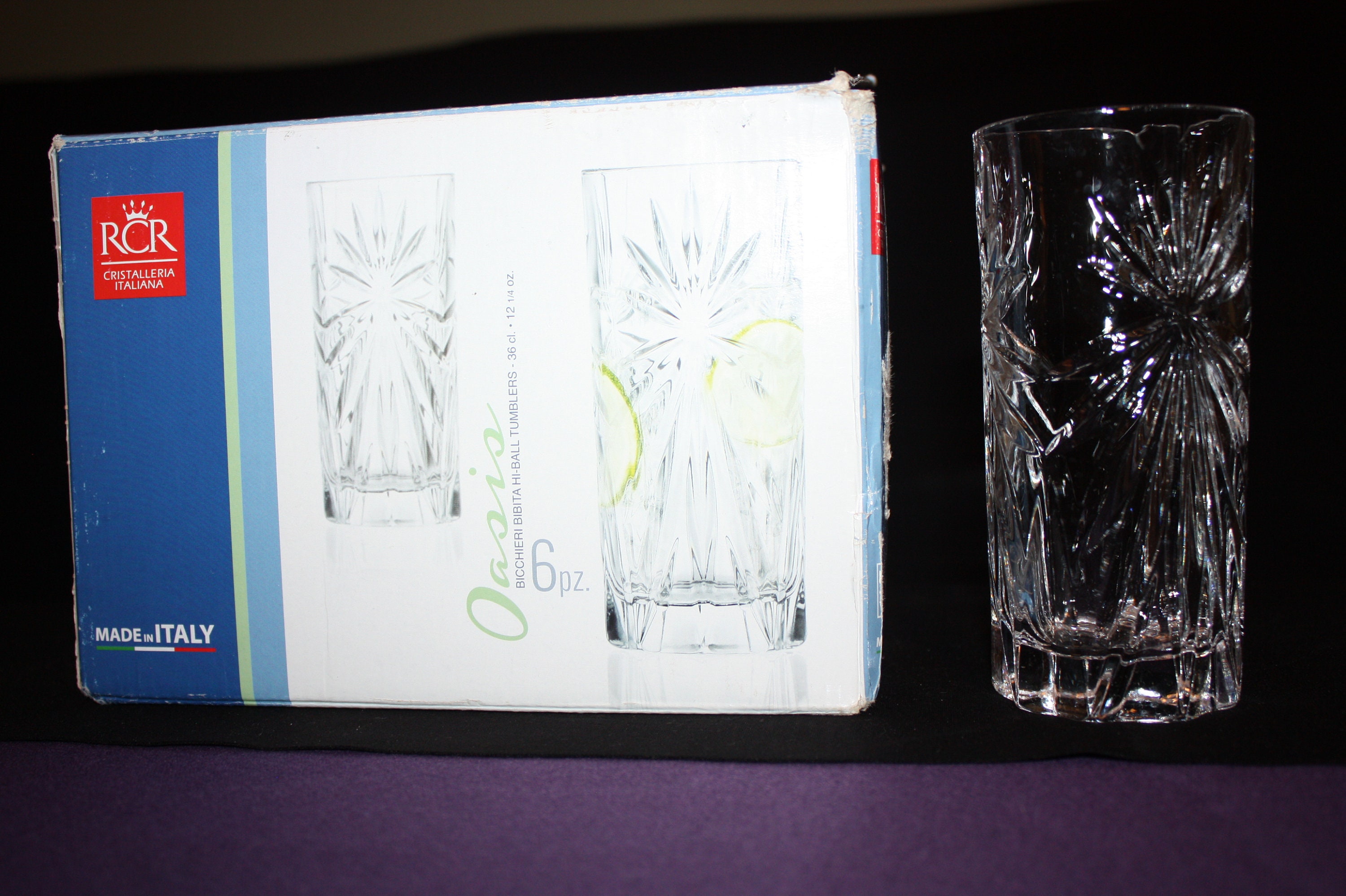 Crystal-Glass Highball Glass, Tumbler , Drinking Glass RCR Cristalleria  Italiana