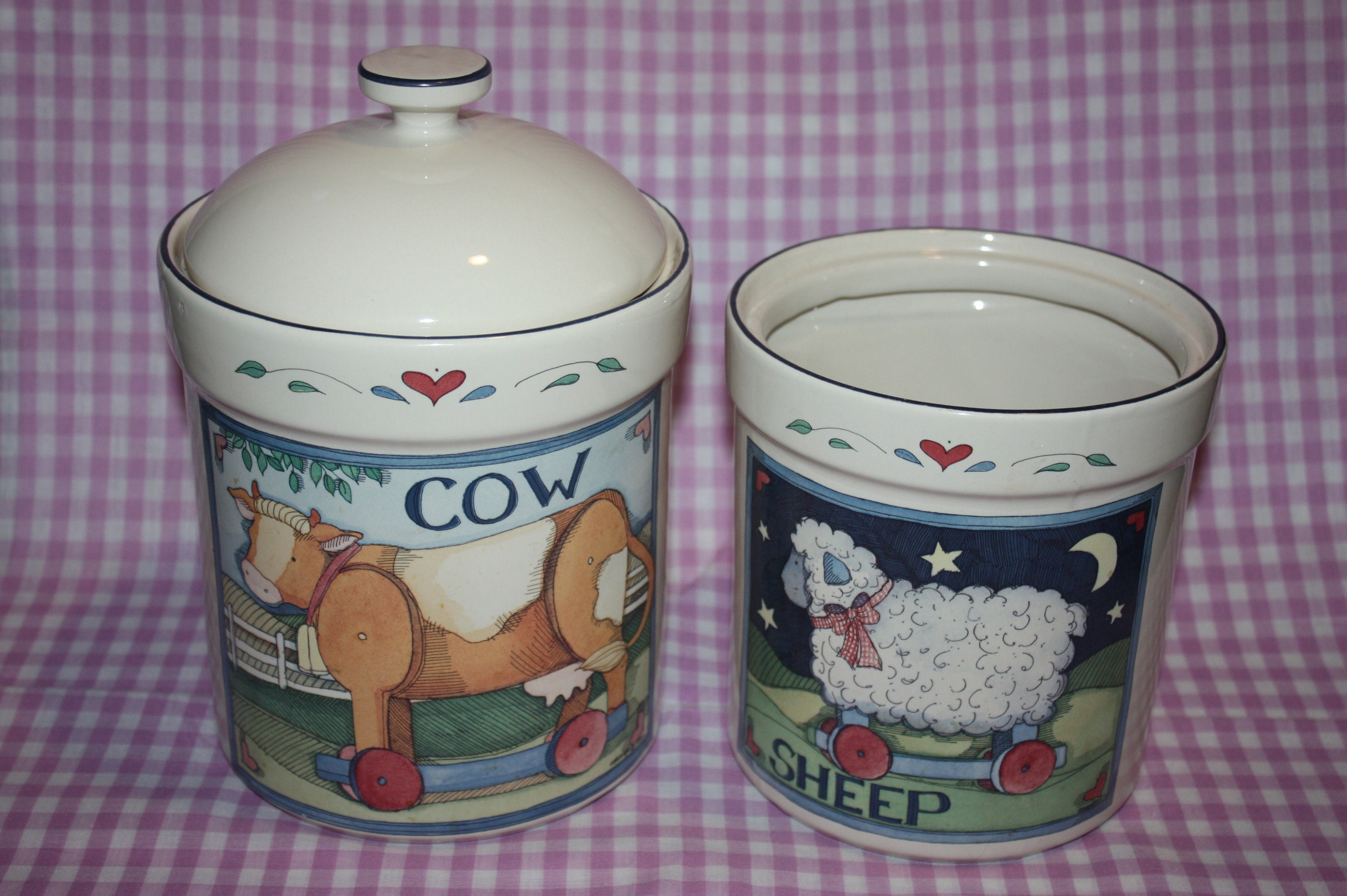 CIC Susan Winget Farm Animal Canisters Set of 2 Etsy