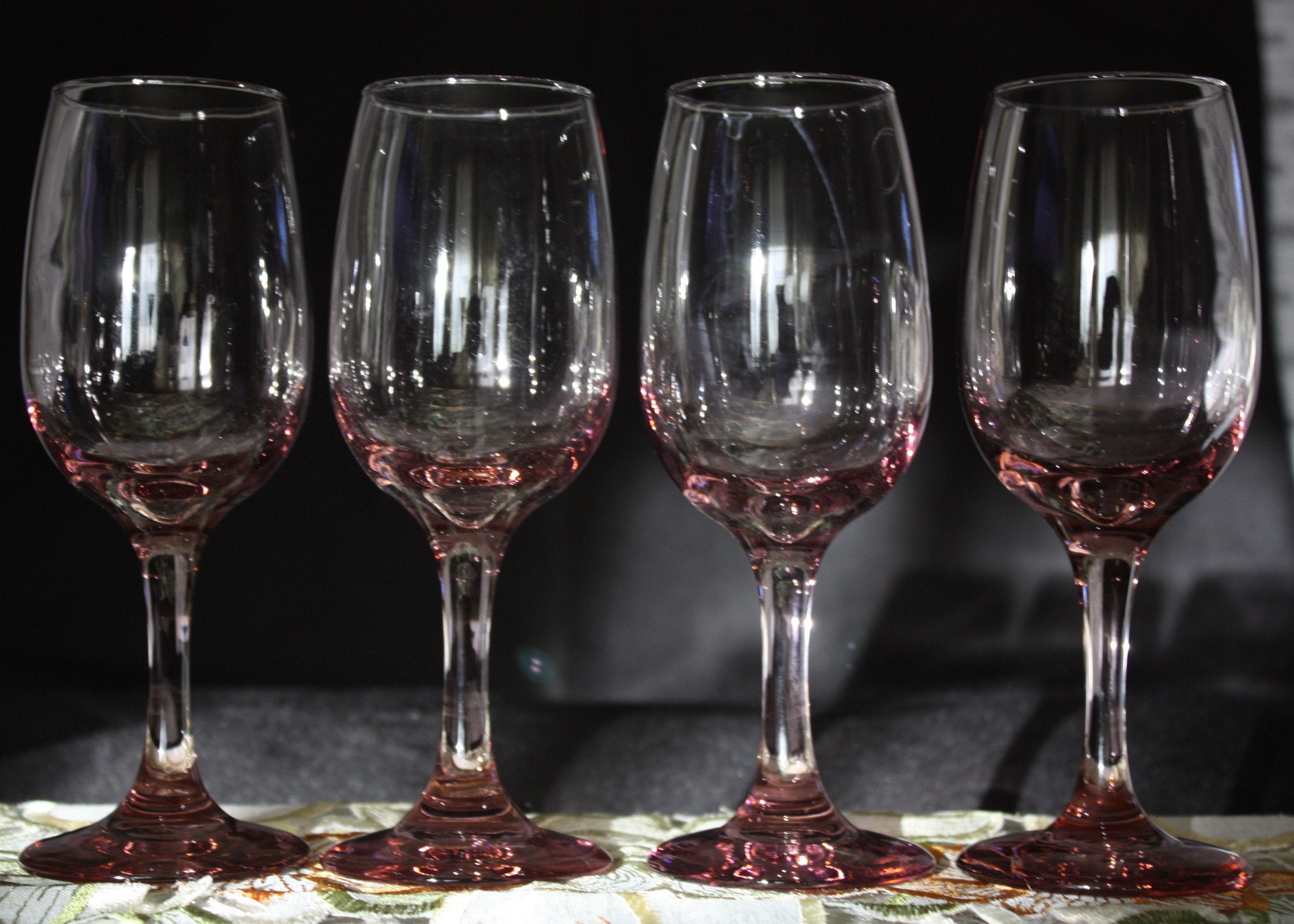 Libbey Plum/pink Wine Glasses Set of 4 11 Oz. 7 1/8 Tall Two Sets