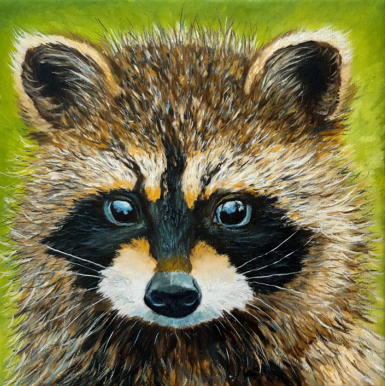 Raccoon Original Oil Painting Handmade Painting Animals Wall Etsy