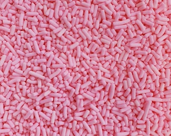 Pastel pink jimmies, sprinkles, cake sprinkles, cookie sprinkles