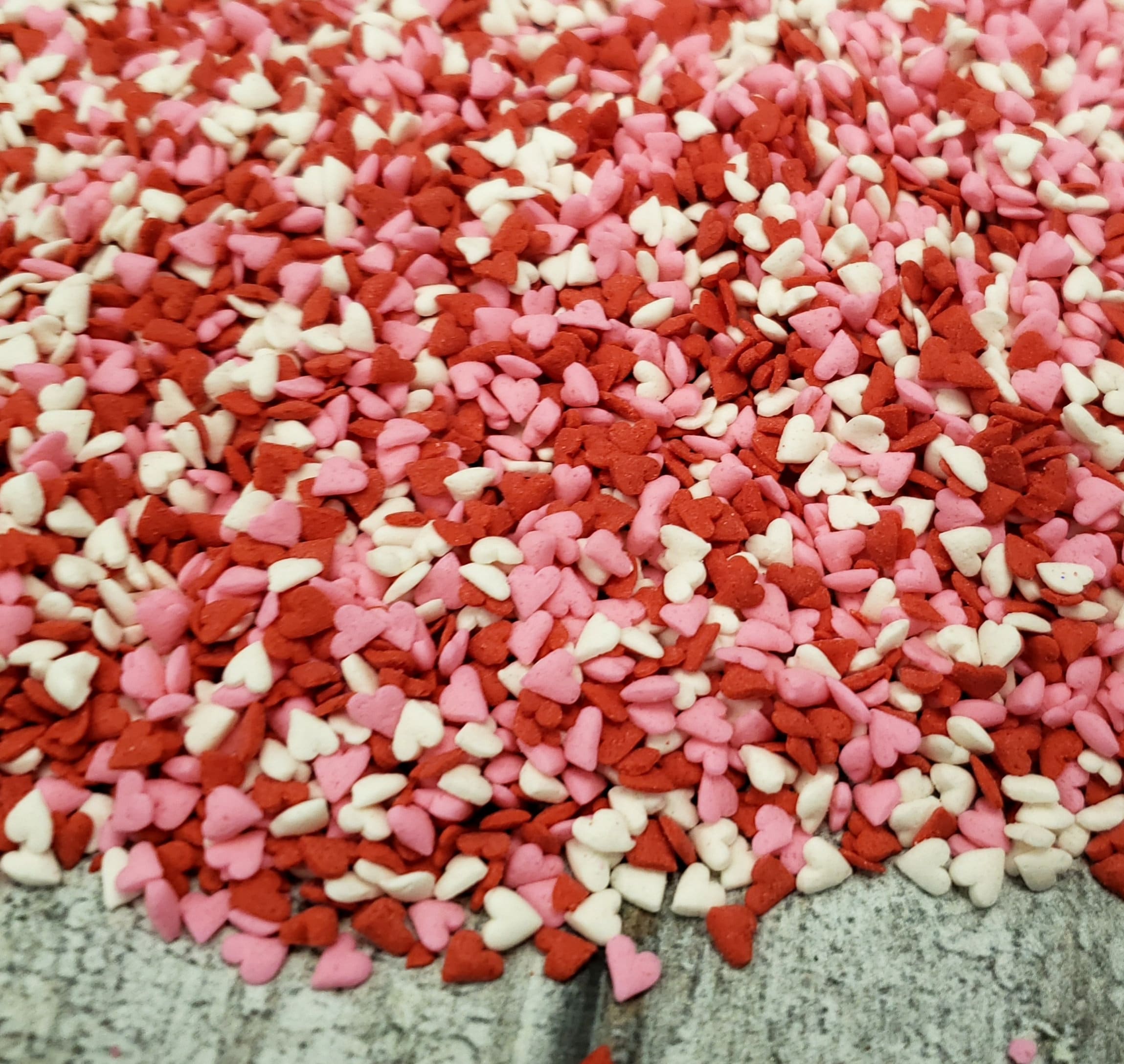 UPick The Amount Mini Red White and Pink Heart Confetti Edible Party Sprinkles 