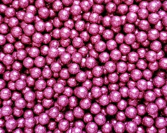 Fuchsia 6mm glitter pearls, sprinkles, cake sprinkles, cookie sprinkles