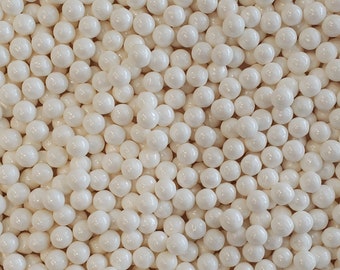 White 6mm Sugar Pearls, edible sprinkles, cake sprinkles, cookie sprinkles