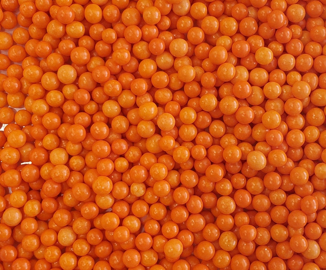 Orange 6mm Sugar Pearls, Edible Sprinkles, Cake Sprinkles, Cookie