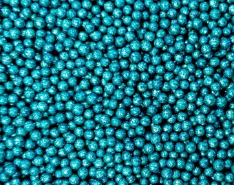Teal 4mm glitter pearls, sprinkles, cake sprinkles, cookie sprinkles