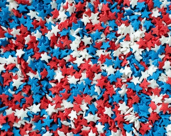 Red, white & blue star sprinkle shape-edible sprinkles