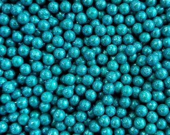 Teal 6mm glitter pearls, sprinkles, cake sprinkles, cookie sprinkles