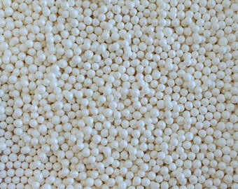 White 4mm Sugar Pearls, edible sprinkles, cake sprinkles, cookie sprinkles