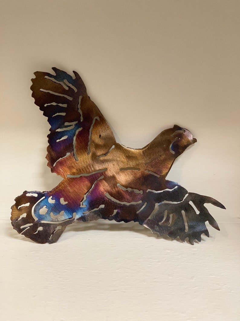 Flying Quail Metal wall art quail Etsy