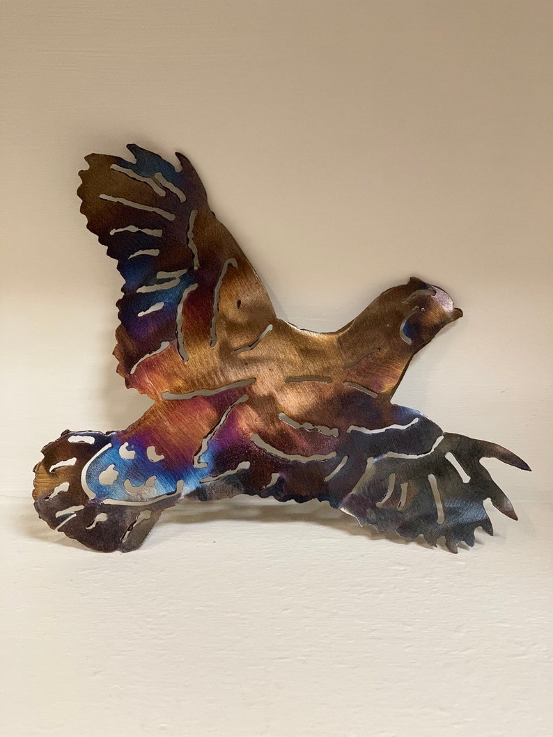 Flying Quail Metal wall art quail Etsy