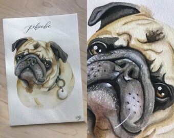 CUSTOM Watercolor Pet Portrait, Pet Gift, Dog or Cat Painting