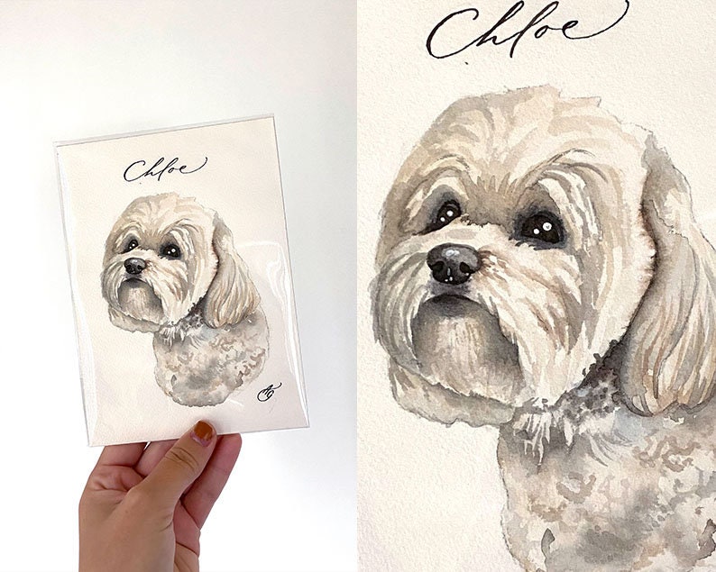 CUSTOM Watercolor Pet Portrait, Pet Gift, Dog or Cat Painting image 2