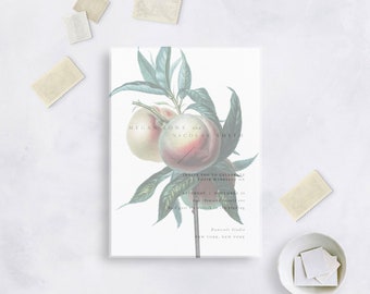 VINTAGE FLORAL Peaches Vellum Overlay Wedding Stationery