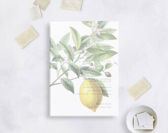 VINTAGE FLORAL Lemon Vellum Overlay Wedding Stationery