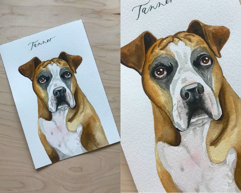 CUSTOM Watercolor Pet Portrait, Pet Gift, Dog or Cat Painting image 3