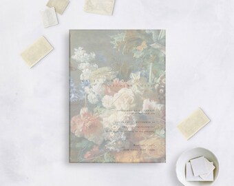 VINTAGE FLORAL Floral Still Life Vellum Overlay Wedding Stationery