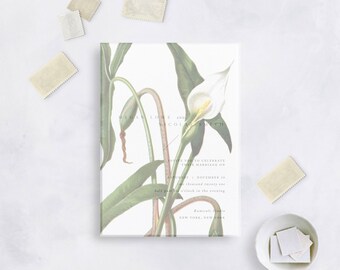 VINTAGE FLORAL Calla Lily Vellum Overlay Wedding Stationery