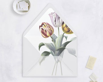 VINTAGE FLORAL Tulips A7 Envelope Liner Wedding Stationery