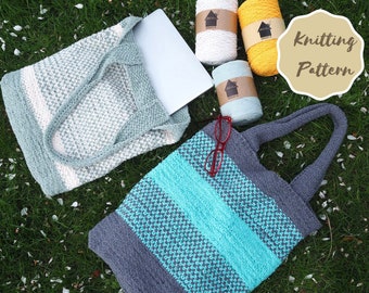 Knitted Tote Bag Pattern: Beginner Everyday Bag (PDF Download