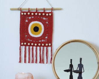 Granny Square Crochet PATTERN EVIL EYE I Crochet Wall Hanging Pattern