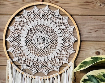 Mandala & Dreamcatcher Crochet PATTERN,  Boho Mandala 40 cm pattern