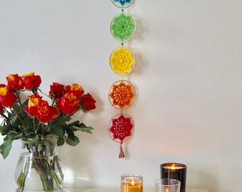 Mandala Crochet PATTERN, CHAKRA FLOWER mandala, Chakra Flower to create Chakra Wall Hanging