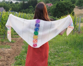 Chakra Crochet Shawl Pattern, Mandala Wrap, Intermediate Tutorial (PDF Download)