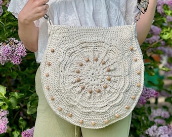 Boho Flower Crochet Bag Pattern – PDF DOWNLOAD – Floral Circle Tote PDF