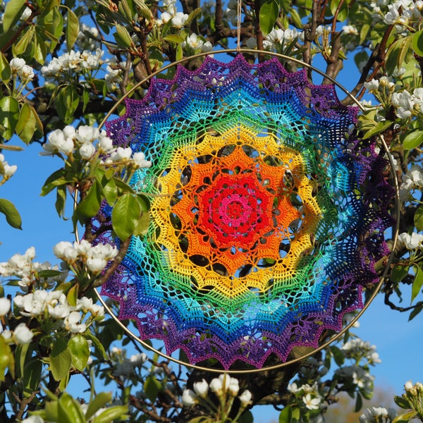 MOTIF Mandala au crochet, CHAKRA Mandala 40 cm en FIL de coton