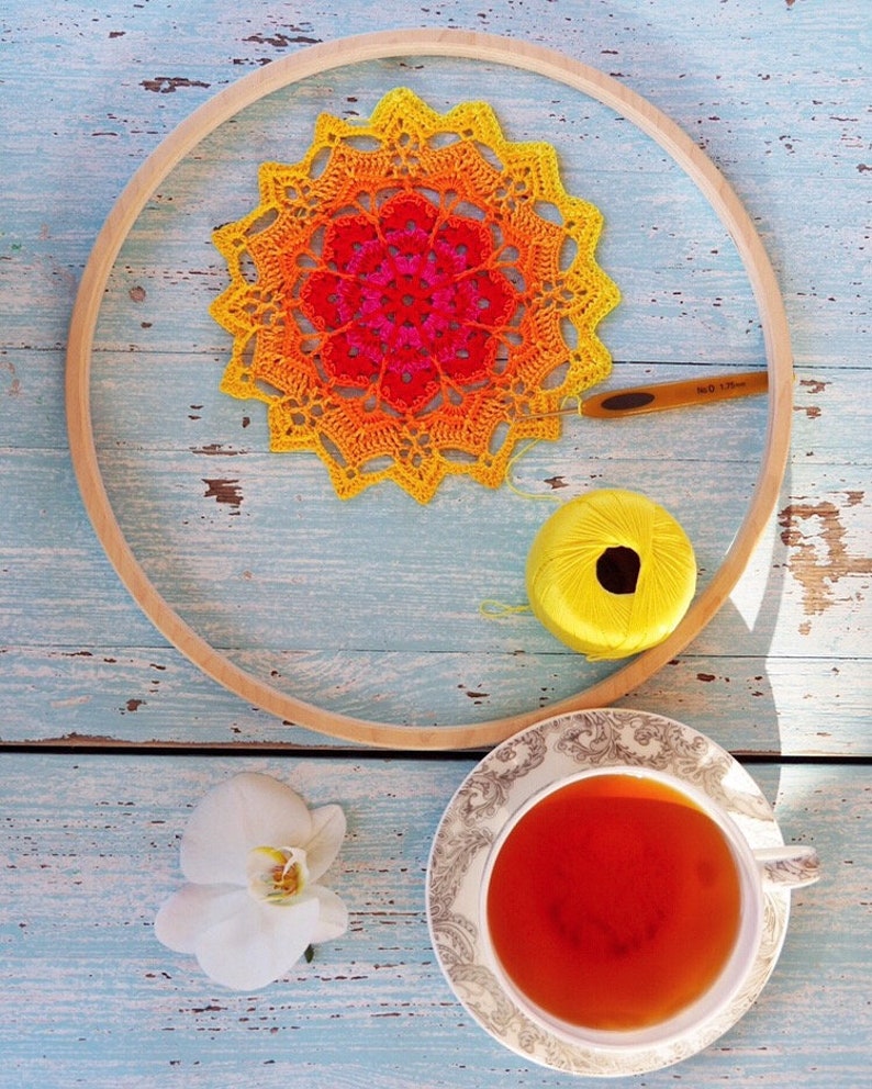 Mandala Crochet PATTERN, CHAKRA Mandala 40 cm in cotton THREAD image 5