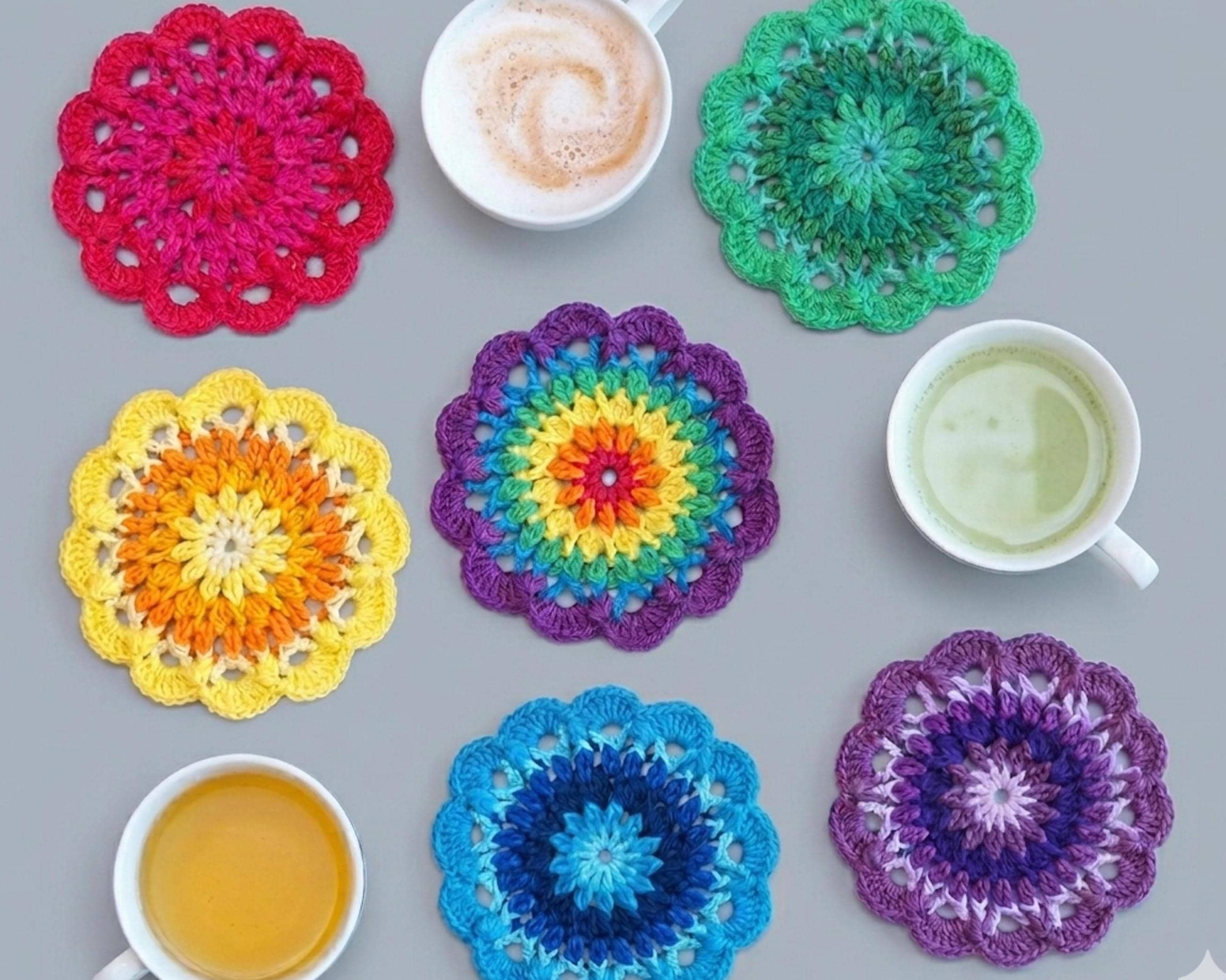 Mini Mandala Crochet Pattern: Rainbow Coasters (PDF DOWNLOAD) - Etsy