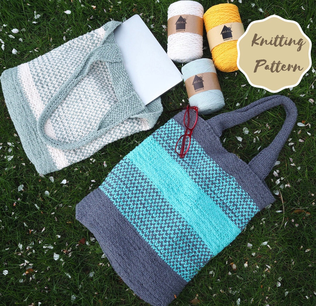 Knitted Tote Bag Pattern: Beginner Everyday Bag (PDF Download