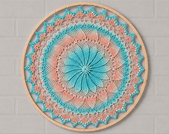 Gehaakt mandalapatroon Ludwika, boho-wanddecoratie 60 cm (pdf-download)
