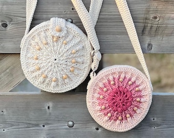 Crochet Mandala Bag Pattern, Boho Round Purse Tutorial, Advanced PDF Download
