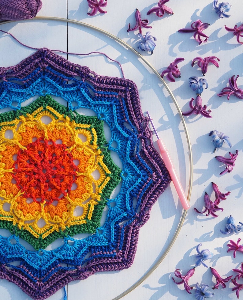 Mandala Crochet PATTERN, CHAKRA Mandala 40 cm in cotton THREAD image 7