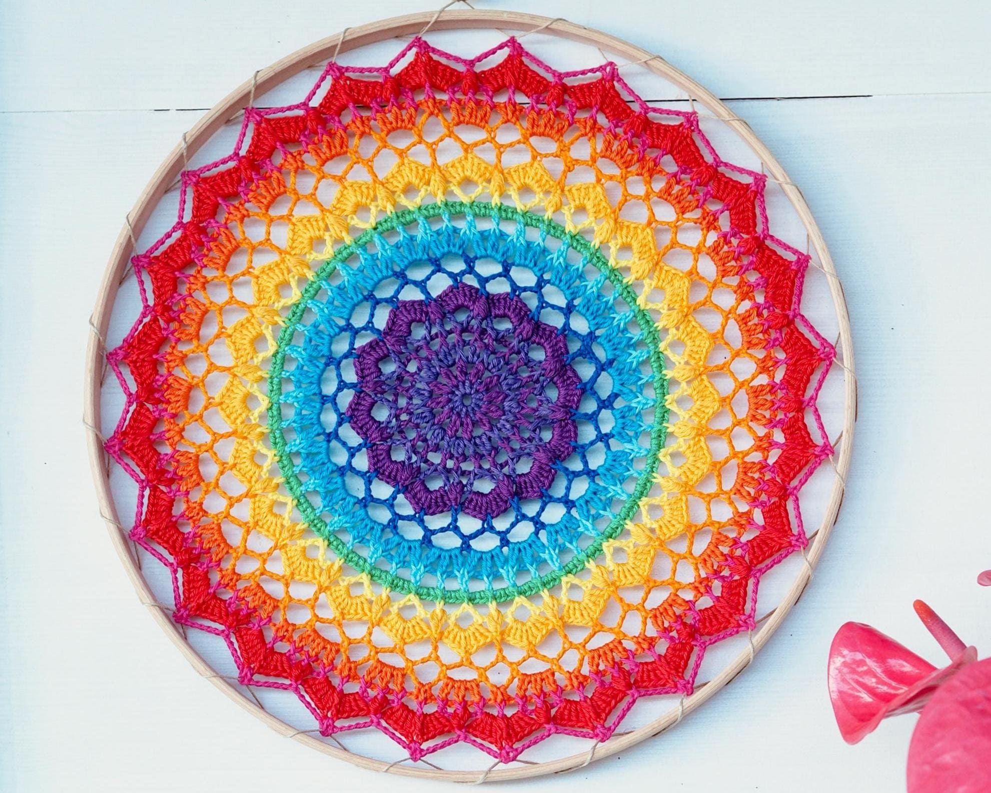 マコチャン カラフルデザイン Mandala Crochet Pattern, RAINBOW Mandala 35 Cm (PDF DOWNLOAD) - Etsy