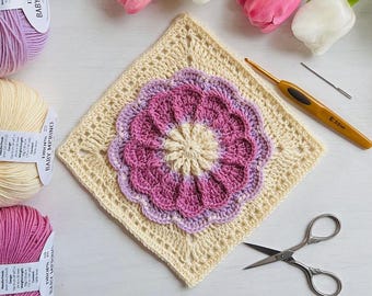 Crochet Pattern ALICJA Granny Square  –  Boho Motif Squares PDF