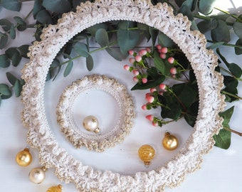 Christmas Wreaths Crochet PATTERN, Christmas Wall Decor