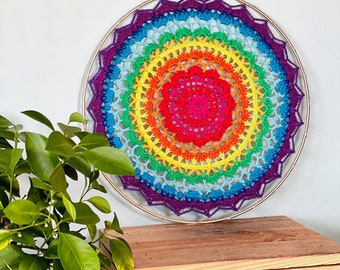 Mandala Crochet PATTERN, RAINBOW Mandala 35 cm