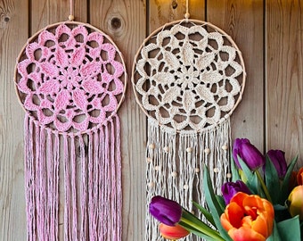 Dreamcatcher Crochet PATTERN, FLOWER Mandala Crochet Pattern, 25 cm diameter mandala tutorial