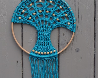 Tree of Life Wall Hanging, dreamcatcher blue. Blue wall decoration, yoga decoration, boho wall hanging, meditation, mindfulness decoration